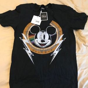 Black Mickey Mouse V Neck Cut Out T Shirt